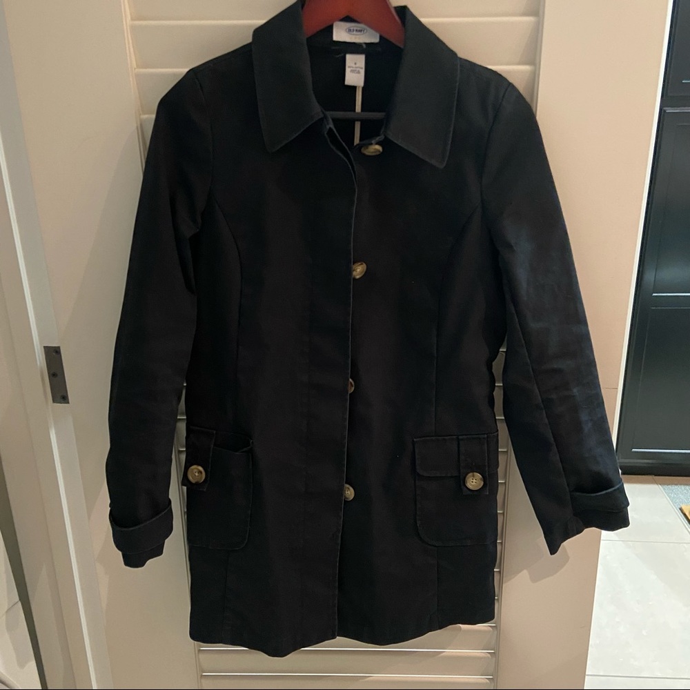 Vintage Black Old Navy Tench Coat- Y2K!!